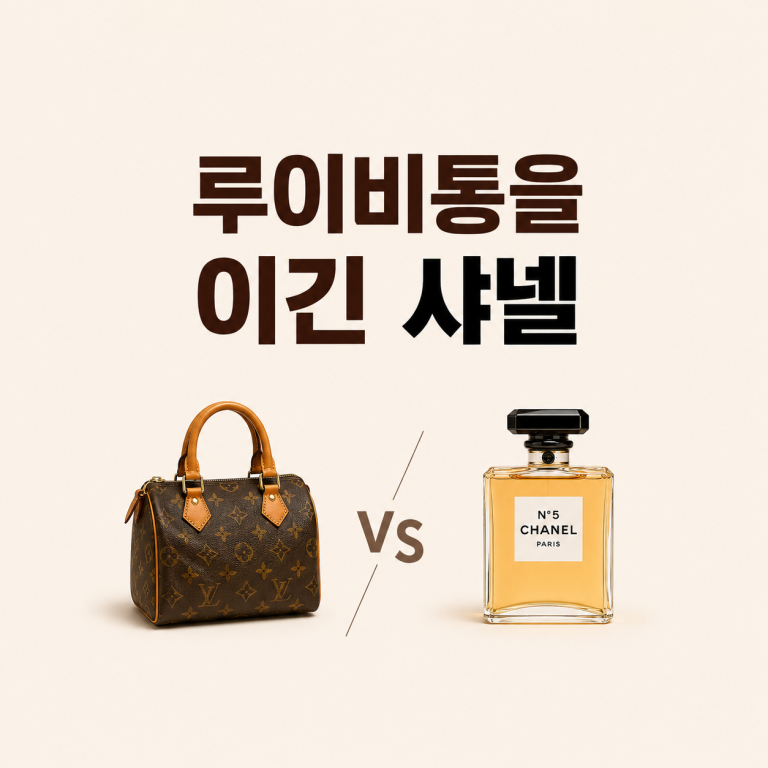 루이비통 가방과 샤넬 향수를 비교한 명품 브랜드 가치 이미지